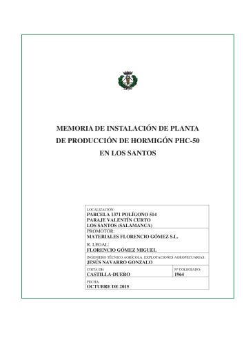 PLANTA DE PRODUCCION DE HORMIGON EN LOS SANTOS MATERIALES FLORENCIO GOMEZ SL - Portada