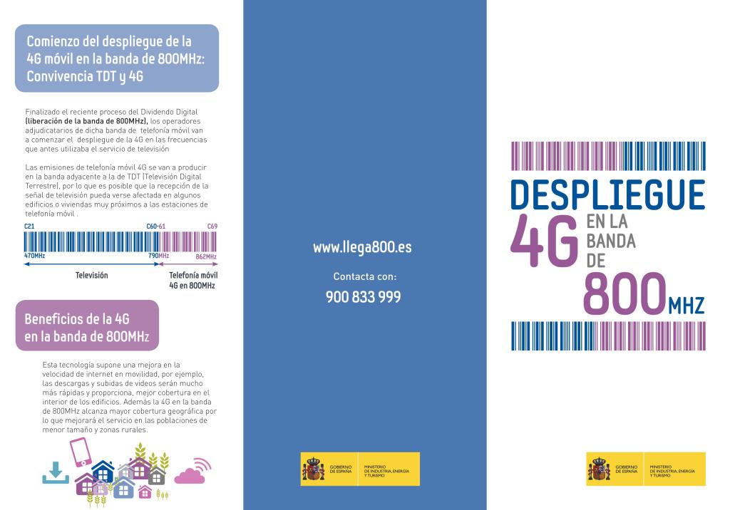 Despliegue 4G en la Banda de 800 MHZ - Convivencia TDT y 4G - Diptico 1