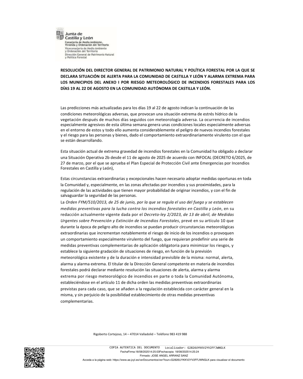 RESOLUCIÓN DEL DIRECTOR GENERAL DE PATRIMONIO NATURAL Y POLÍTICA&nbsp;FORESTAL